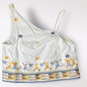 Free People Bali Baby‎ Ivory One Shoulder Embroidered Top Size XS